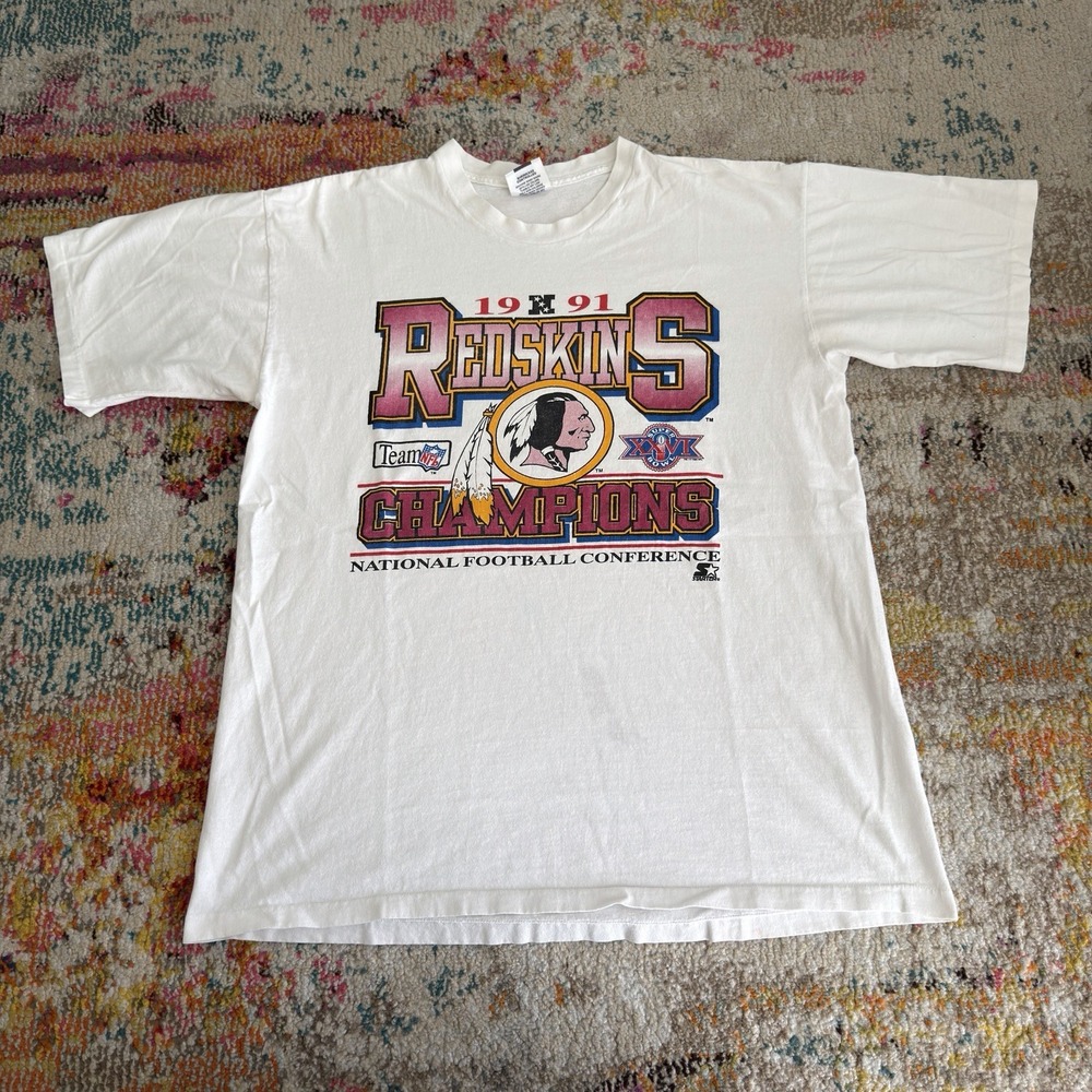 VINTAGE 90s Washington Redskins 1991 NFC Champions T Shirt XL Lee Single Stitch
